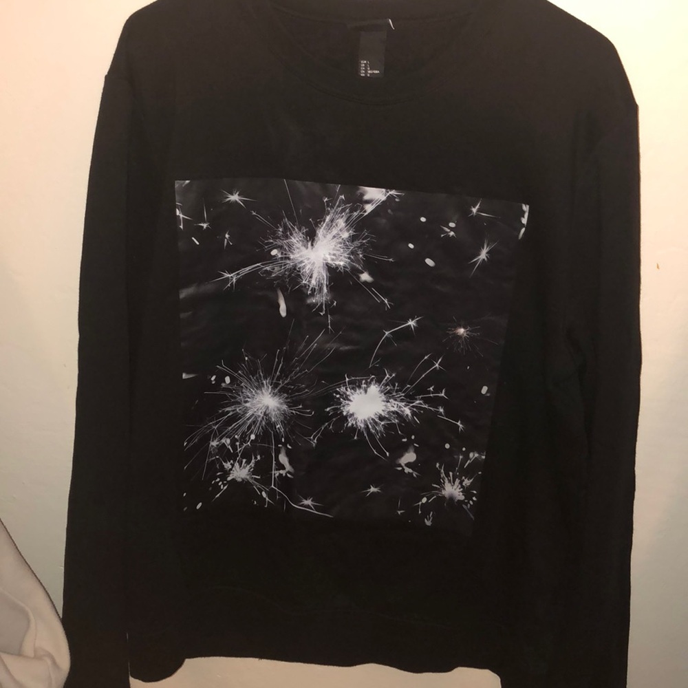 Black sweatshirt with firework print